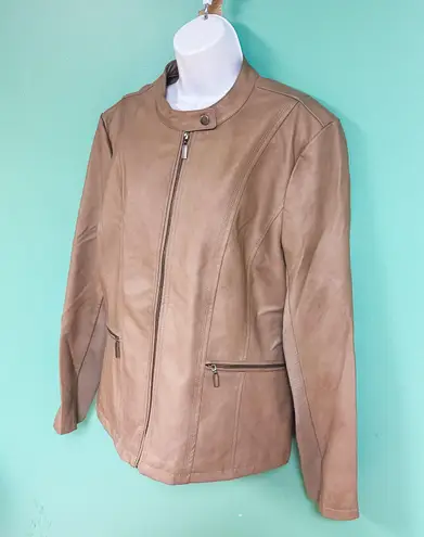 Mo-Ka Tan Faux Leather Jacket