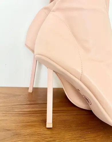 NWOT Femme LA Whistler Leather Pointed Stiletto Knee High Boots Latte 38 / 7.5