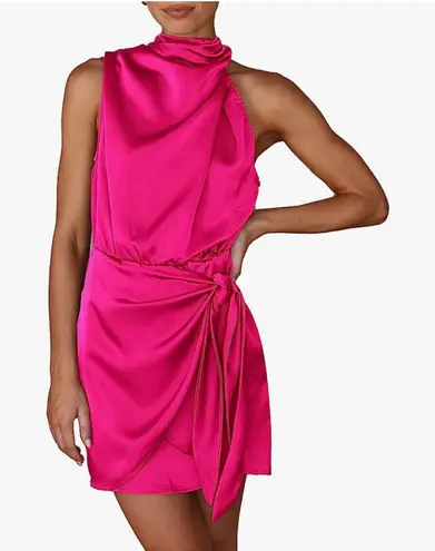 PRETTYGARDEN Hot Pink Satin Dress