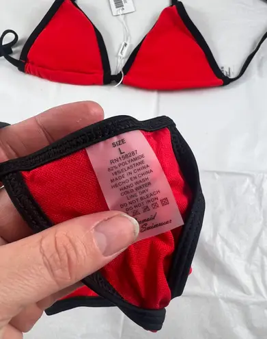Mermaid LG Red Black Thong Bikini Set