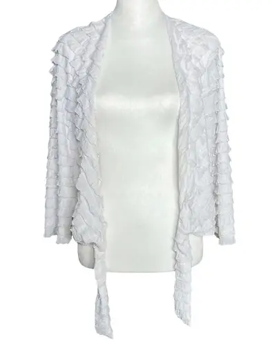 Vintage Y2K White Ruffle Tie Front Top Bolero. Size Large. Fairy, Whimsical