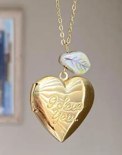 Handmade gold tone stainless steel heart locket necklace