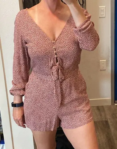 Abercrombie & Fitch Abercrombie romper long sleeve rust brown ditsy floral western small new NWT thumbnail 3