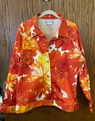 Diane Gilman Rare Floral Sequin Embellished Vibrant Jacket 1X