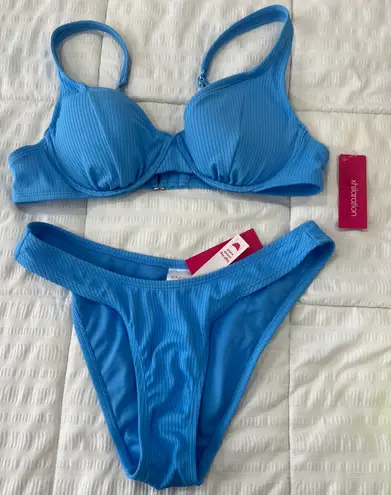 Target Blue Rib Bustier Bikini Set NWT