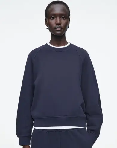 COS Navy Blue Rounded Cotton Jersey Crewneck Sweatshirt XS