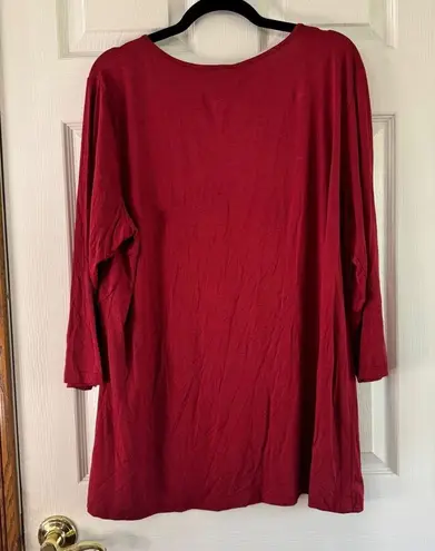 Allegra K Tunic Top Button Accent 3/4 Sleeve Casual Blouse XXL