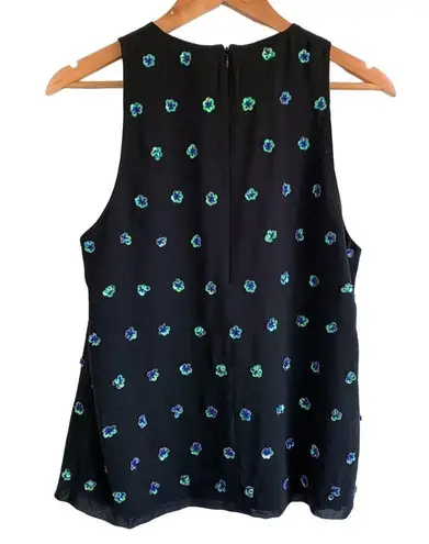 Keepsake The Label Sequin Flower High Neck Floral Sleeveless Top Black Medium
