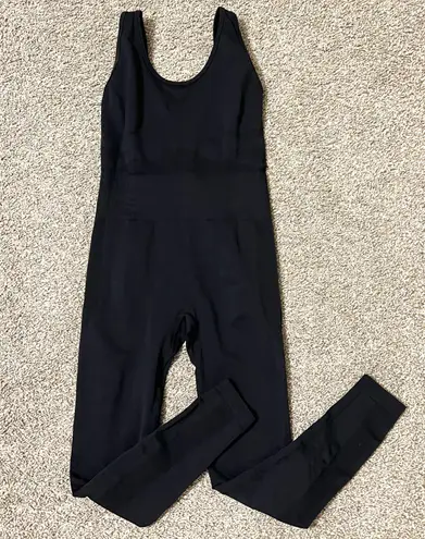 Open Back Yoga Bodysuit Fitness Jumpsuit Sport Romper One Piece Over All Onsie G Black