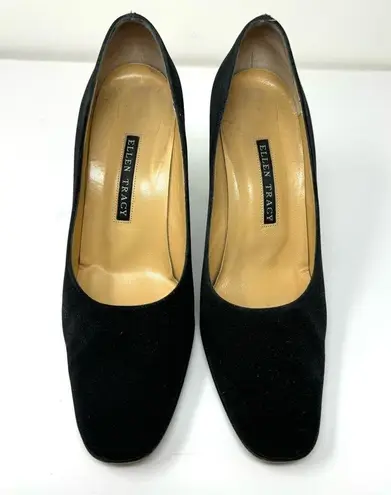 Ellen Tracy black fabric heels, made in Italy, size 9.5
