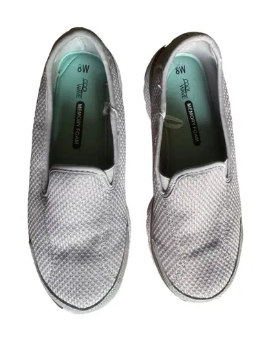 Cool Wave Memory Foam Slip On Comfort Walking Shoes Gray Women's Size 8W Gray - Image 1