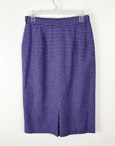 Pendleton  100% Virgin Wool Purple Houndstooth Plaid Pockets Lined Skirt, Size 8