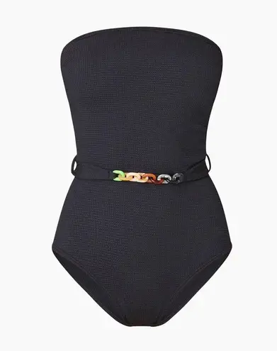 Shoshanna NWT Belted Strapless One Piece Swimsuit black size 12