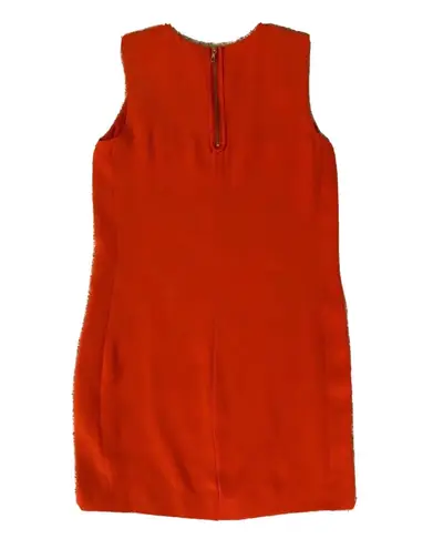 Vince Red Orange 100% Silk Sleeveless Sheath Shift Dress Size 2