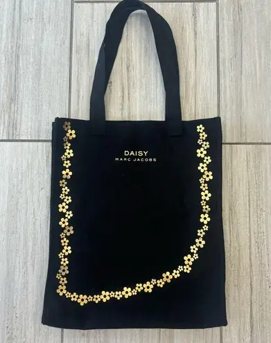 Marc Jacobs Daisy Marc Jacob’s Canvas Tote Bag Large Black Canvas Bag w Gold Flower Design