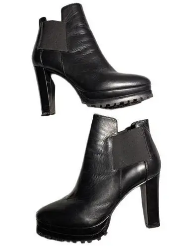 ALLSAINTS Sarris Black Leather Pointed Toe Block Heel Chelsea Ankle Boots 39 8.5