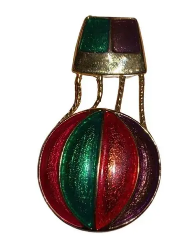 Colorful Enamel Hot Air Balloon Brooch/Pin Gold