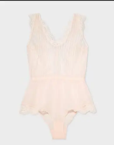 Auden Striped Chiffon Bodysuit Honeysuckle Peach Orange Size XS