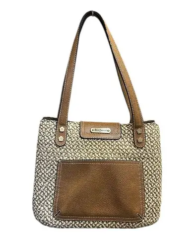 Eric Javits Straw Bag. Flower Closure. Matching Mirror Included. Tan