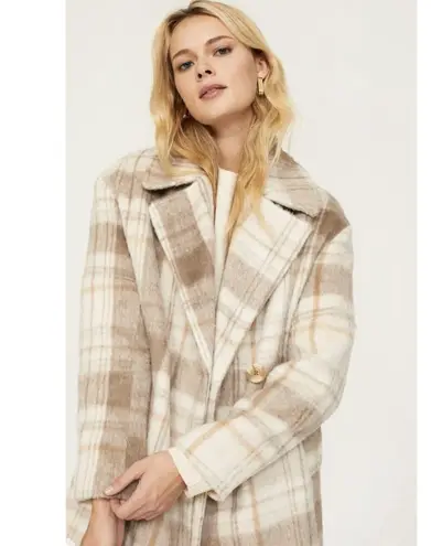 Wish The Label Natrual Plaid Empire Coat Size Large