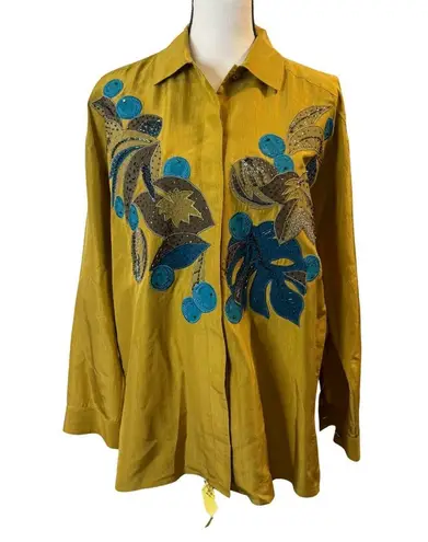 Levante Collection Women’s Vintage Silk Blouse Size M Gold Size M