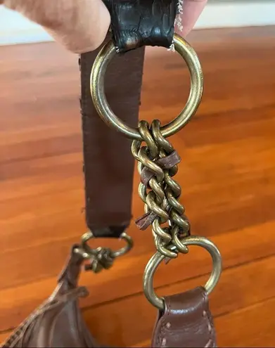 Chi Boho Brown Leather with Snake Skin Handle And Magnetic Snake Skin Closure.