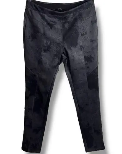 Tahari Faux Suede Leather Leggings Charcoal Gray and Black Tie Dye Size Medium