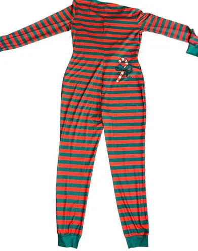 Christmas Striped One Piece Pajamas Green Size L