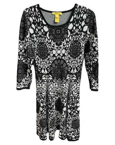 Catherine Malandrino Izzy Jacquard Floral Medallion Dress Black White Medium