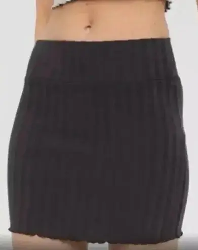 Aerie Offline Charcoal Ribbed OG Groove Mini Skirt, XL Black