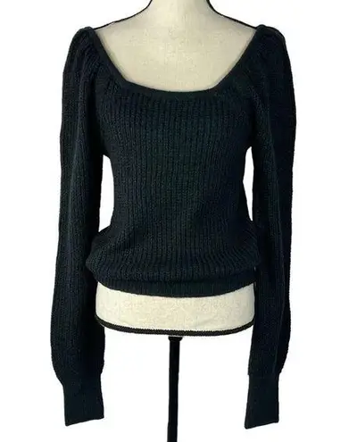 And Now This Small Crop Sweater Square Neck Long Puff Stretch Cavier Off