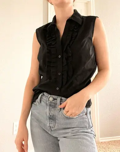 Brooks Brothers  Ruffle Front Sleeveless Blouse