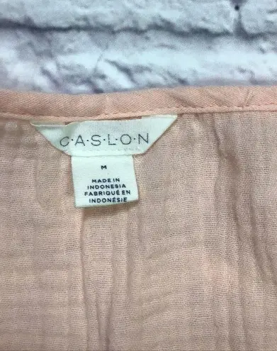 Caslon  Long Sleeve Lightweight Gauze Blouse Balloon Sleeves V-Neck Pink Medium