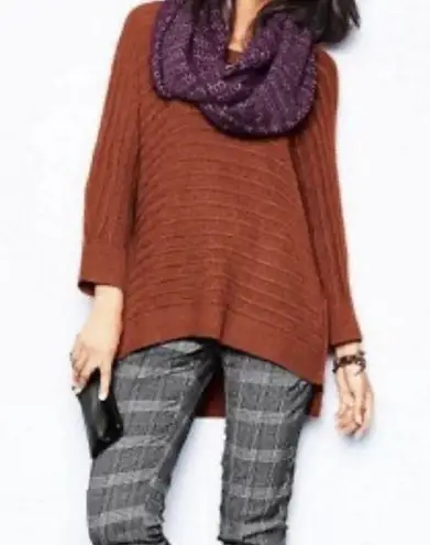 Garnet Hill Red Lambswool Angora Blend Side Zip Sweater Terracotta Orange Small