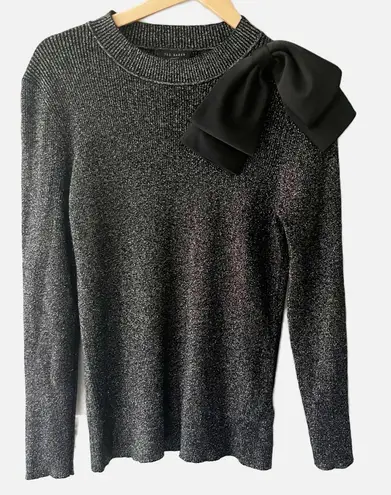 Ted Baker  Sparkle Gray Black Gabiell Bow Jumper Knit Pullover Sweater (US 14) - Image 1
