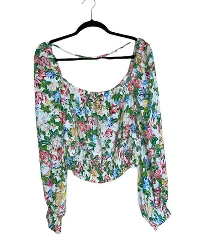 Nordstrom NWT AFRM X  Soph Floral Long Sleeve Smocked Crop Top