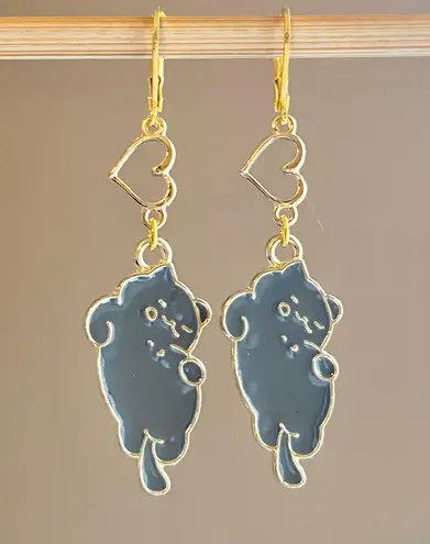 Handmade Kawaii cute cat heart dangle earrings✨