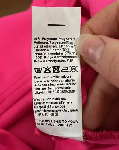 Missguided hot pink bodycon halter neck strappy club mini dress size 6