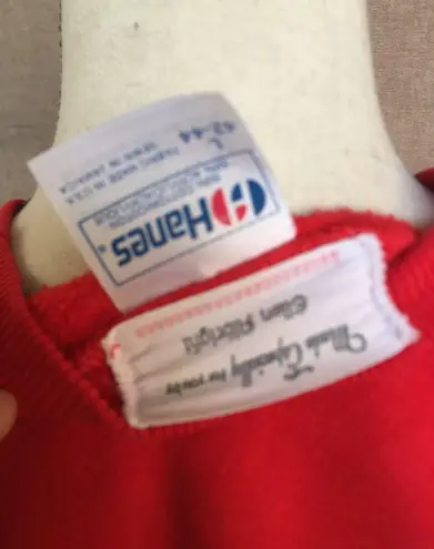 Vintage 90s Handmade Appliqué Sweatshirt Raglan Tiger Fleece Christmas Bow L Red Size L