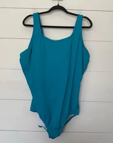 Lands End Women’s 24WL Blue One Piece Swim Beach Pool Ocean Plus Size Size 24