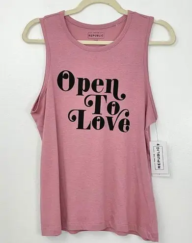 FOR THE REPUBLIC New Open To Love Graphic Print Tank Top Pink Black