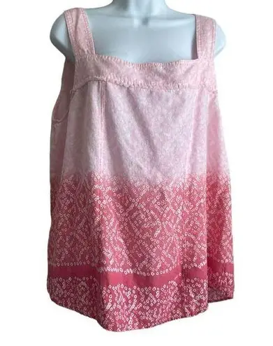 Westbound  Women Linen Blend Top XL Ombre Pink Square Neck Flowy Boho Festival