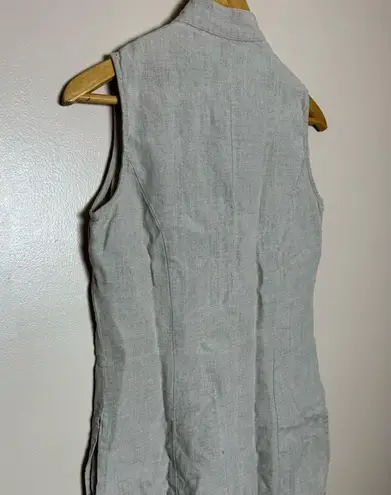 Willi Smith Cream Linen Long Sleeveless Blouse Size S EUC