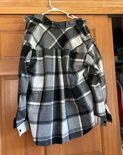 Black And White Checked Flannel Gray Size L