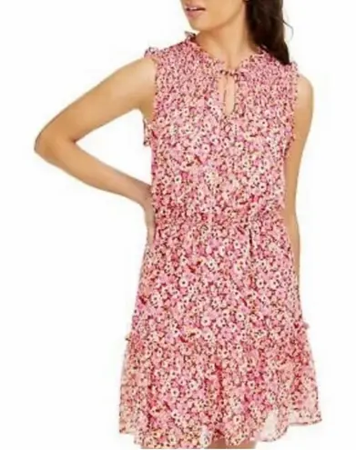 Gypsies & Moondust Pink Floral Smocked Bodice Ruffled Tiered Mini Dress Size XS - Image 1