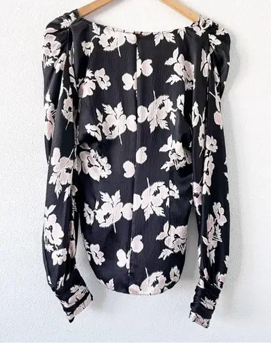 Cinq à Sept Yesenia Silk Long Sleeve Blouse in Black Floral