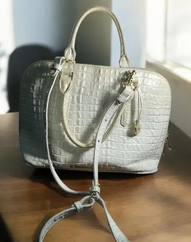 Brahmin MELBOURNE Elegant Cream Crocodile-Embossed Handbag