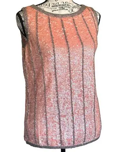 Vintage 60s Valentina Size S Peach Sequined Wool Sleeveless Sweater