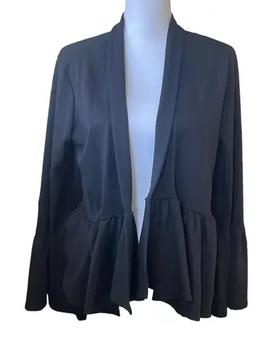 Pebble & Stone Women Cardigan M Black Open Front Peplum Hem Whimsigoth Cottage Size M