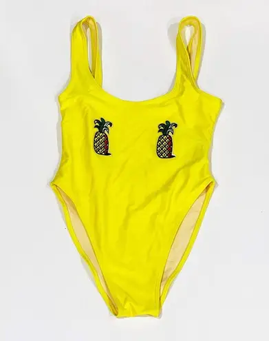 Private Party NEW S M Classic Pineapple Neon One Piece Swimsuit Bathing Suit